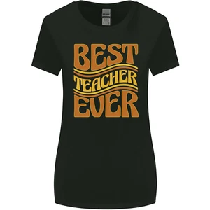 Best Teacher Ever Teaching Maths English Womens Wider Cut T-Shirt - Picture 1 of 10