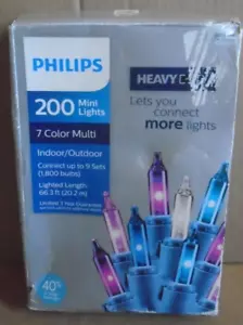 PHILIPS 200 MINI Lights Heavy Duty Multi-Color Green Wire - Picture 1 of 16
