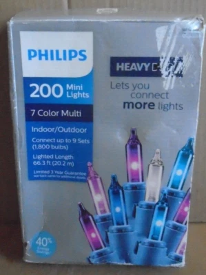 Luces PHILIPS 200 MINI de alta resistencia multicolor cable verde Foto 1 de 4