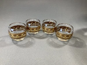 4 Culver Roly Poly Glasses Festival Wheat & Medallions Pattern MCM 4 oz - Nice! - Picture 1 of 7