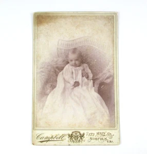 1800s Campbell Norfolk Virginia Cabinet Card Infant Child Christening Gown - Picture 1 of 4