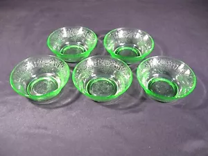 Hasel-Atlas Florentiner Mohn 2 grüne Obst Dessertschalen 5er Set - Bild 1 von 12