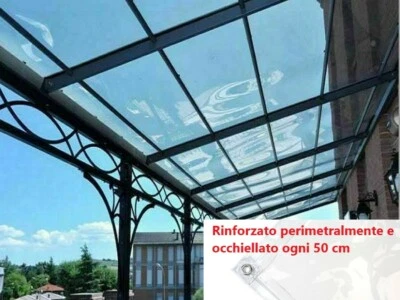 TELO TRASPARENTE TELONE IN PVC CRISTAL OCCHIELLATO IMPERMEABILE ULTRA RESISTENTE - Immagine 1 di 4