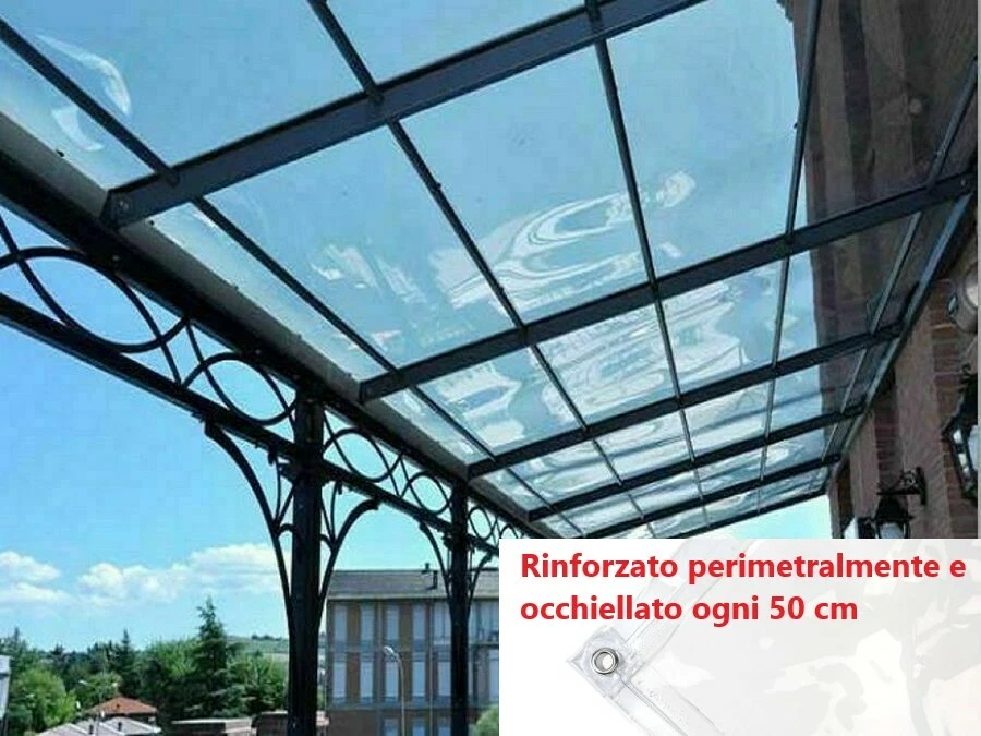 TELO TRASPARENTE TELONE IN PVC CRISTAL OCCHIELLATO IMPERMEABILE ULTRA RESISTENTE - Immagine 1 di 4