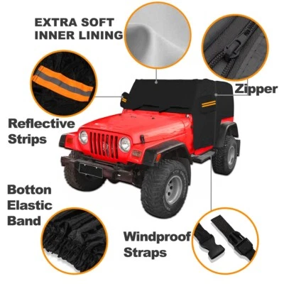 6 Layer Car Cover Fits Jeep Wrangler 2 Door CJ YJ TJ JK Dust UV Rain Protection - Image 1 of 4