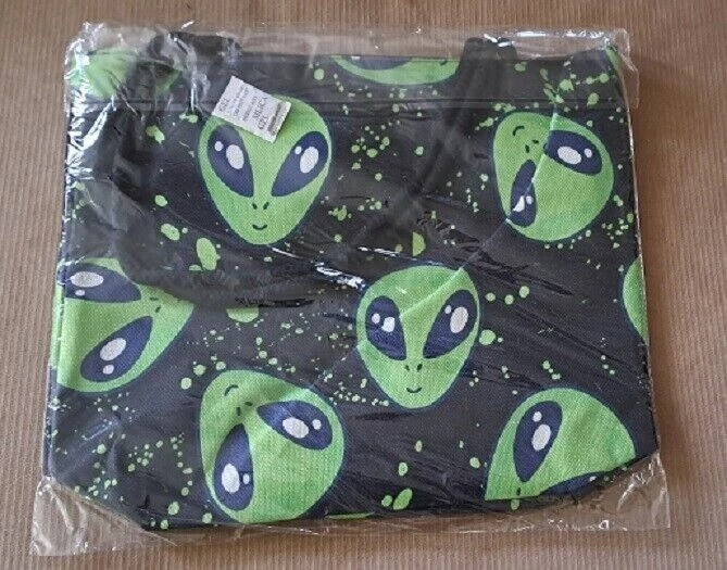Nuevo Bolso de Yute Verde Caras Alienígenas Grande Bolso de Hombro ET Bolso de Mano de Compras Foto 1 de 3