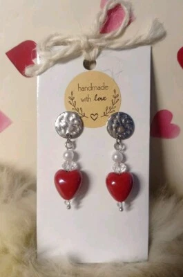 Orecchini Pendenti da Donna  Argento con cuore  Lunghezza  💙 LuaCreazioni 💙 - Immagine 1 di 3