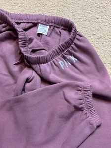 Pink Victoria's Secret Mauve Logo Relaxed Drawstring Baggy Sweatpants Cuffed S - Picture 1 of 5