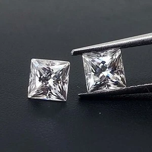 4 MM Lab Grown CVD Diamond Pair D COLOR VVS CLEAN Square Cut Non Certified - Picture 1 of 6