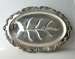 Vintage Silver Plate Large Ornate Meat Platters, Tree & Well Design, Silver on C - Picture 1 of 12