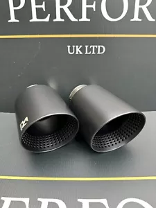 2 X 3.5” STAINLESS STEEL 304 MATT BLACK AKRAPOVIC EXHAUST TIPS UNIVERSAL - Picture 1 of 4