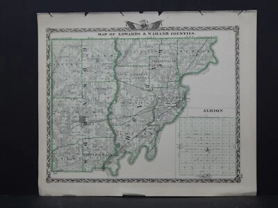 Mapa de los condados de Edwards y Wabash, IL/Wayne County (reversible) L26 #103 Foto 1 de 2
