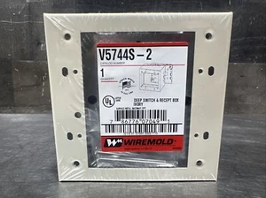 NOS SURPLUS Wiremold V5744S-2 Two Gang Deep Switch and Receptacle Box Ivory - Picture 1 of 3