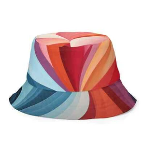 Reversible Bucket Hat Multicolor Heart - Picture 1 of 10