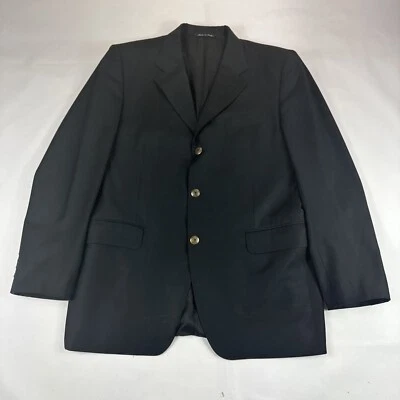 Canali Jacket Blazer 3 Button Black Sport Coat Wool Made in Italy Men’s 52R READ - Image 1 of 4