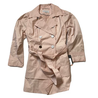 Pink Blush Jacket Black Rivet 1X Womens Coat Belted Button Rain Trench - Image 1 of 4