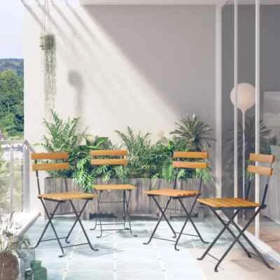 NNEVL Folding Bistro Chair 4 pcs Solid Acacia Wood — 第 1/4 张图片
