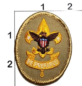 BSA Boy Scouts America Patch Be Prepared Beige Khaki Oval Embroidered Eagle - Picture 1 of 1
