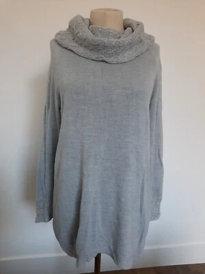 Белый олень мягкий вязаный свитер серый размер M (8-10) длинные рукава капот шеи серебро - Изображение 1 из 4