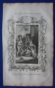 Original antiker Druck SUSANNA'S ACCUSERS STONED, Dr. Southwell's Bible, 1774 - Bild 1 von 3