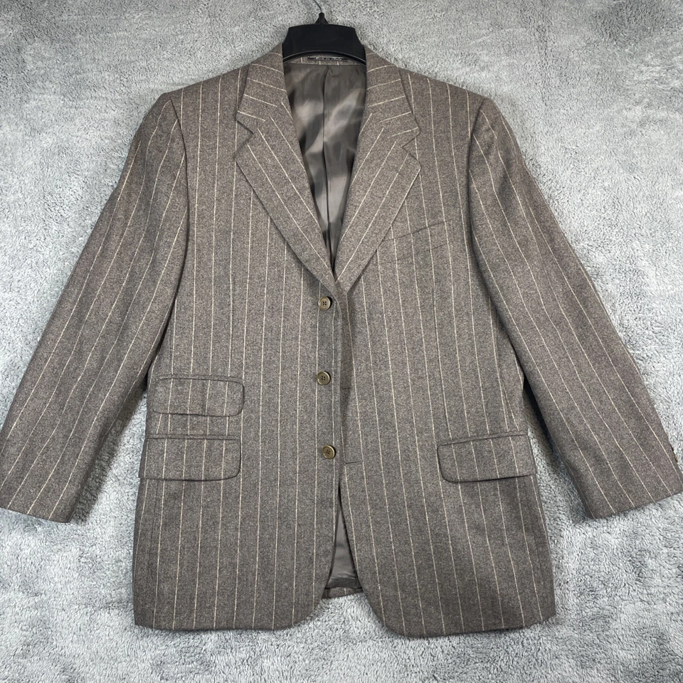 Blazer De Colección Raffaello Hombres 42R Gris Lana Cachemira Angora Pin Rayas 3 Botones Italia Foto 1 de 4