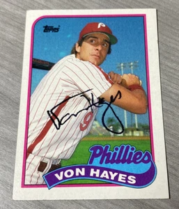 Von Hayes 1989 Topps autographed auto signed card Philadelphia Phillies #385 - Picture 1 of 1