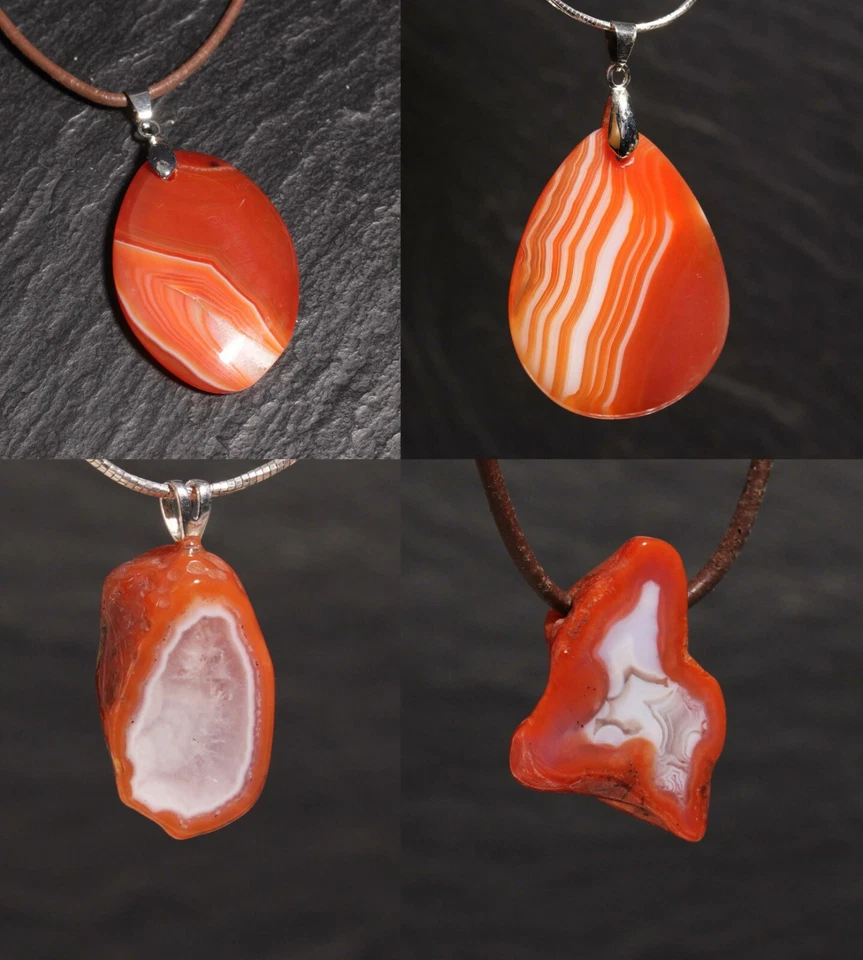 Unikat Edelstein Anhänger Achat rot Karneol für Kette und Lederband Steinschatz - Bild 1 von 1