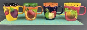 Laurie Gates Marktgarten Kaffee/Teebecher Tasse handbemalt Gemüse (4er Set) - Bild 1 von 13