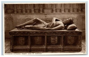 Postcard Gloucester Cathedral Robert Duke of Normandy posted 1930 - Picture 1 of 2