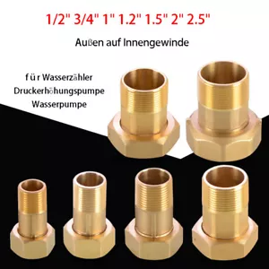 1/2" 3/4" Wasseruhr/Pumpen Anschluss Verschraubung Messing Überwurfmutter IG AG - Bild 1 von 14