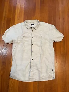Patagonia Migration Camicia Canapa Uomo XL Bianco Grigio Check Bio Bottoni - Foto 1 di 4