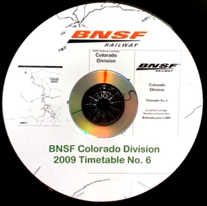 BNSF Burlington Northern Santa Fe 2009 Colorado Div Timetable 8 PDF Pages on DVD - Picture 1 of 6
