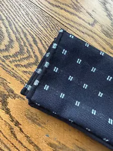 Sam Hober Wool Pocket Square Powder Blue on Midnight Blue Geometric - Picture 1 of 3