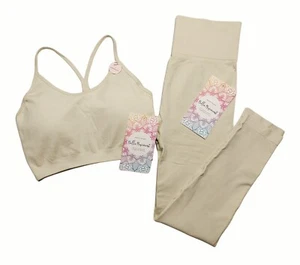 Conjunto de Entrenamiento Bella Movimiento Tirantes Espalda Corredora Tobillo Leggings Beige Mujer L - Imagen 1 de 7