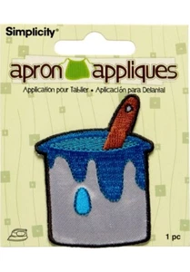 SIMPLICITY Apron Appliques Embroidered Iron-On Patch - PAINT CAN - Picture 1 of 1