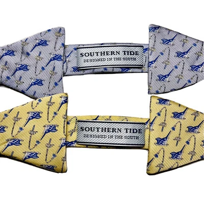 Lote de pajaritas Southern Tide pez espada caña de pescar carrete azul amarillo seda Foto 1 de 4