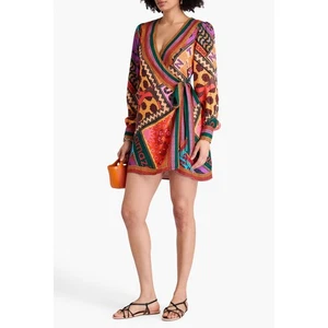 FARM RIO Mini Wickelkleid Perlen verziert bedruckt Krepp XL bunt Boho Chic  - Bild 1 von 11