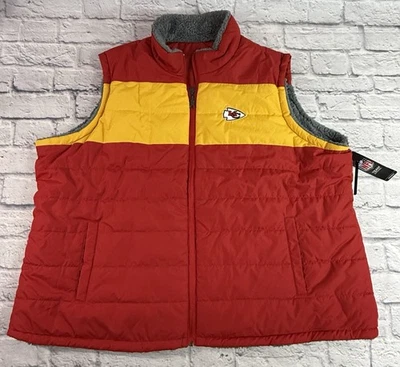 Kansas City KC Chiefs Chaleco Puffer Reversible Sin Mangas Cremallera Completa Para Mujer 5XL -NUEVO CON ETIQUETAS Foto 1 de 4