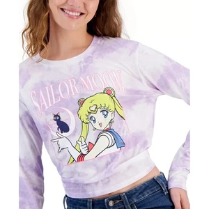 Sailor Moon Anime Langarm Crop Top Lila Batik Love Tribe Anime M - Bild 1 von 7