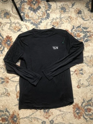Camisa Mountain Hardwear Para Hombre Mediana Negra Lana Merino Manga Larga Capa Base Foto 1 de 4