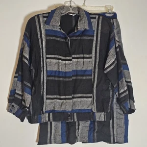 Conjunto Falda Dawn Joy Fashions Mujer 9/10 Azul Baja Rayas Manta Mexicana Alfombra De Colección - Imagen 1 de 23