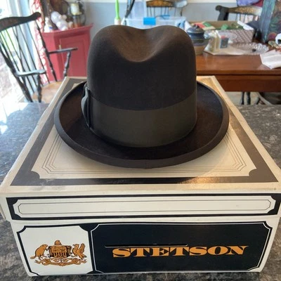 Vintage Stetson 3x Beaver Quality Fedora Black Sz 7 With Box Black - Image 1 of 4