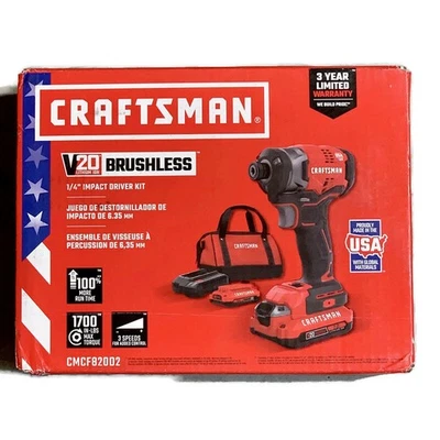 CRAFTSMAN CMCF820D2 V20 20V Max Variable Speed Brushless Cordless Impact Driver - Image 1 of 4