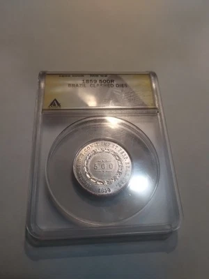 500 Reis 1859, Brazil. KM-434. UNC anac  MS62 clashed dies - Image 1 of 4