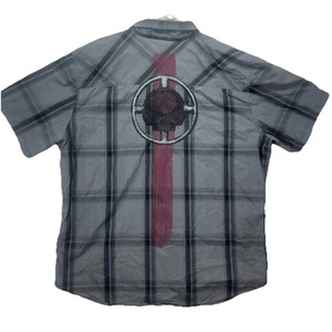 Camisa Harley Davidson Abotonada Manga Corta Mecánica Calavera Gris Para Hombre 2XL - Imagen 1 de 7