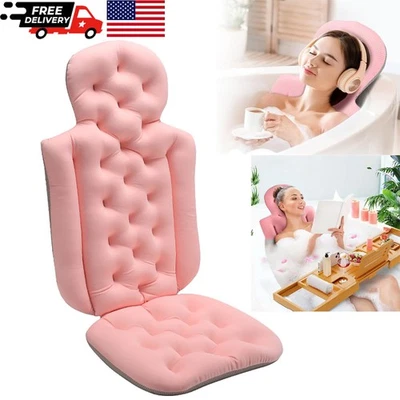 Full Body Bath Pillow for Bathtub, Thick Bathtub Cushion with Laundry Bag, Pink - Image 1 of 4
