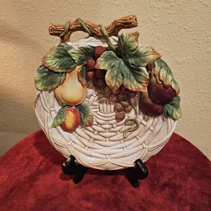 Fitz & Floyd Classics Country Gourmet runder Teller 3D Blatt Obst Design 9" - Bild 1 von 2