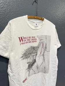 Vintage 90’s Jesus Christ On The Cross Religion Tee Shirt Size Large - Picture 1 of 5
