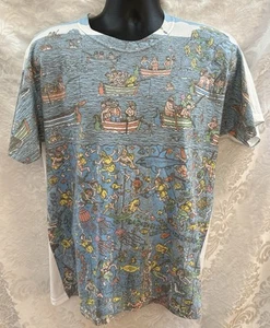 ¿DÓNDE ESTÁ WALDO? Camiseta de hombre SUBLIMACIÓN "SEA DIVERS" ~ Grande ~ S/S Azul Algodón Poli - Imagen 1 de 7