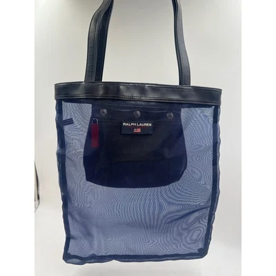 Bolso de Playa Ralph Lauren Azul Marino Malla con Bolsillo Clásico Estilo Atemporal Foto 1 de 4
